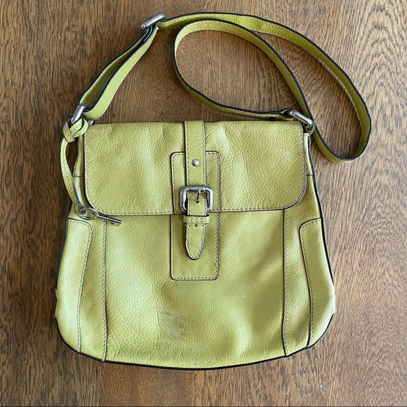 Fossil Lime Green Leather Shoulder Purse Handbag - Picture 1 of 11